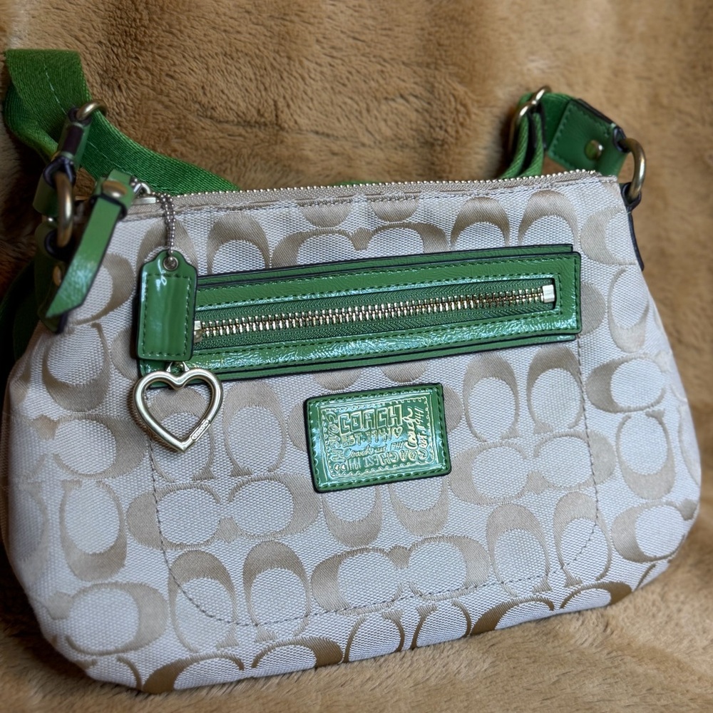 Authentic Coach Poppy Signature Canvas Shoulder / Crossbody Bag